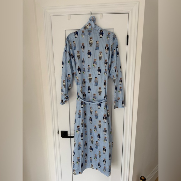 Polo Ralph Lauren Polo Bear Robe BNWT L/XL Luxury Blue Stripe Iconic Print - Picture 3 of 10